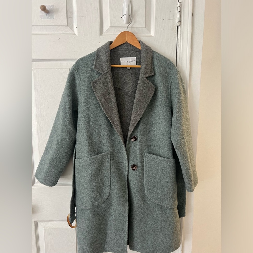 Petite Studio Green Mila Reversible Wool Coat - Teal - XS